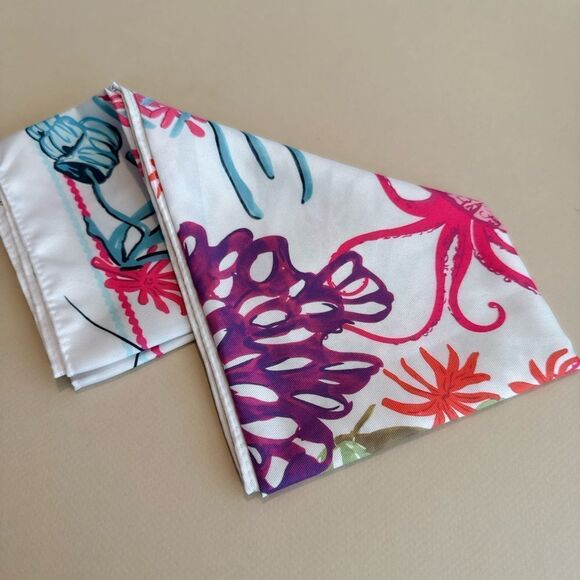 Colorful Sea Life Print Square Scarf P36 - Picture 2 of 3